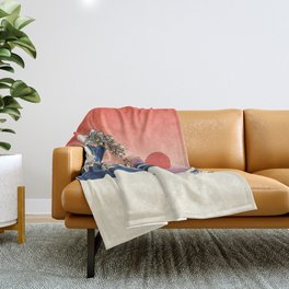 The Great Wave of Shiba Inu Throw Blanket