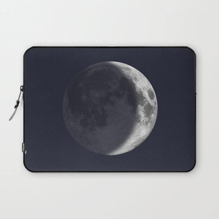 Waxing Crescent Moon on Navy Laptop Sleeve