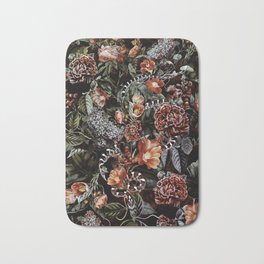 Snake Bath Mat | Botanical, Camouflage, Flowers, Pattern, Colors, Dark, Digital, Collage 