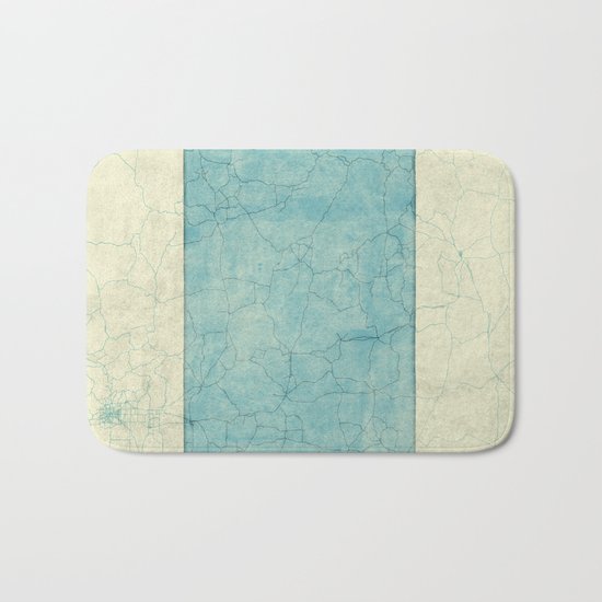 Wyoming State Map Blue Vintage Bath Mat