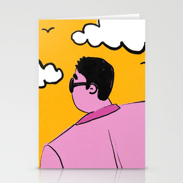 Cool Guy Pink and Yellow Retro 90s Stationery Cards
