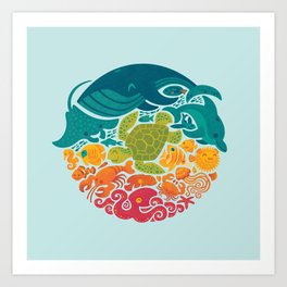 Aquatic Rainbow (light blue) Art Print