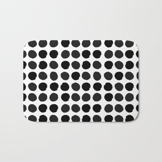 Black and white minimal paint brush painterly dots polka dots minimal modern dorm college painting Bath Mat
