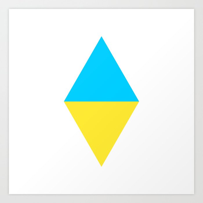 Bright Blue And Yellow Diamond White Background Art Print By Multifascinated Society6 Bright Blue And Yellow Diamond White Background Art Print By Multifascinated Society6
