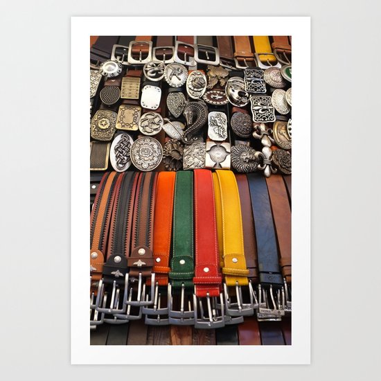 Italian leather belts, Florence market Art Print