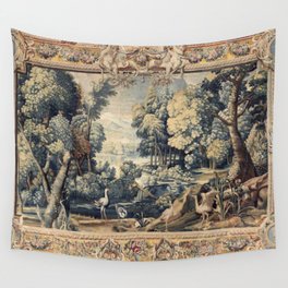 Antique 17th Century Verdure Bird Forest French Tapestry Wall Tapestry
