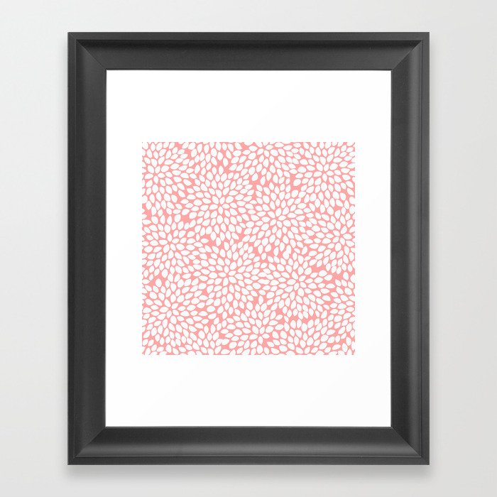 White Floral Pattern on Coral - Mix & Match with Simplicity of Life Framed Art Print