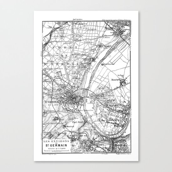 Vintage Paris Map Canvas Print