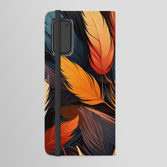 Orange blue feathers Android Wallet Case