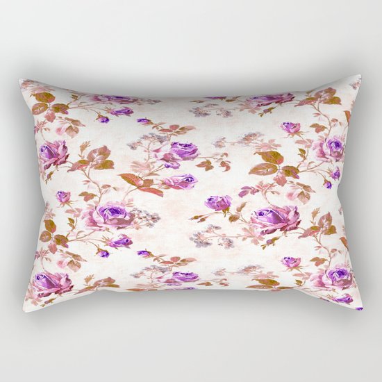 Purple Gold Roses Rectangular Pillow