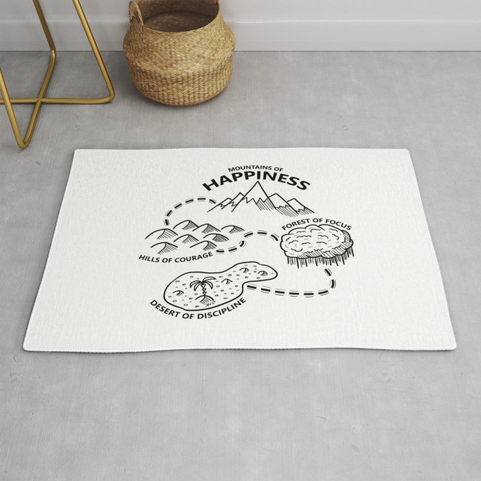 Motivational Map to Mountains of Happiness Rug