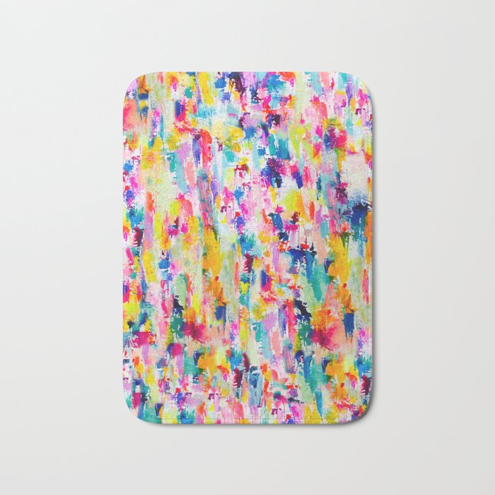 Bright Colorful Abstract Painting in Neons and Pastels Bath Mat