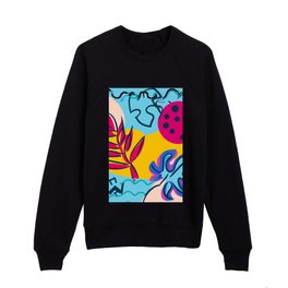 Abstract Colorful Summer Pattern Cut Out with Fruits Kids Crewneck