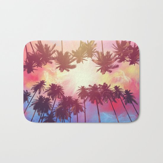 summer sunset palms Bath Mat