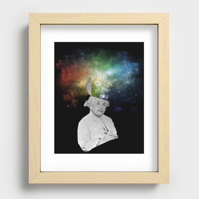 Albert Einstein With A Rainbow Galaxy Recessed Framed Print