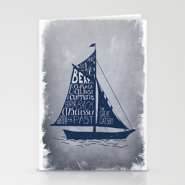 Great Gatsby Hand-Lettered Boat Art Stationery Cards