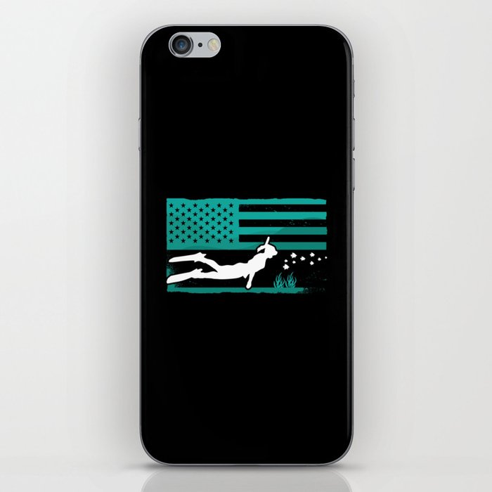 Freediving American Flag Diving Apnoe Freediver iPhone Skin
