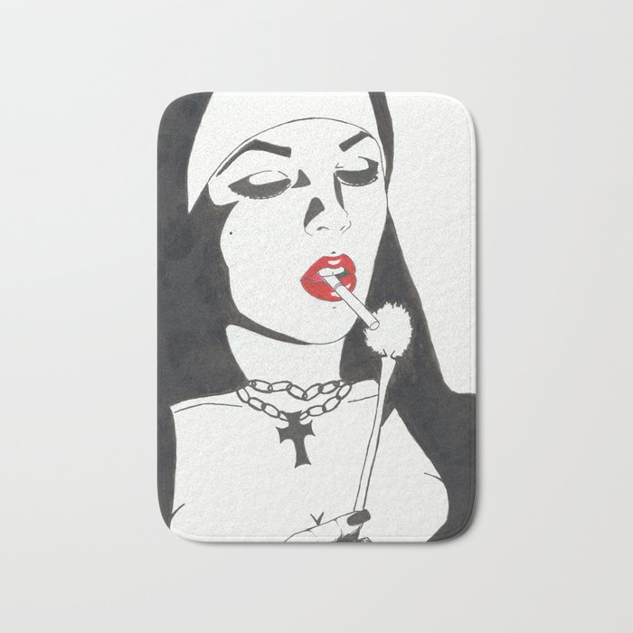Nun With Candle Bath Mat By Nelidaalhambra