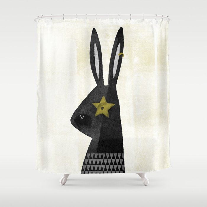Rock Rabbit Shower Curtain