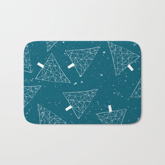Christmas Trees Teal Bath Mat