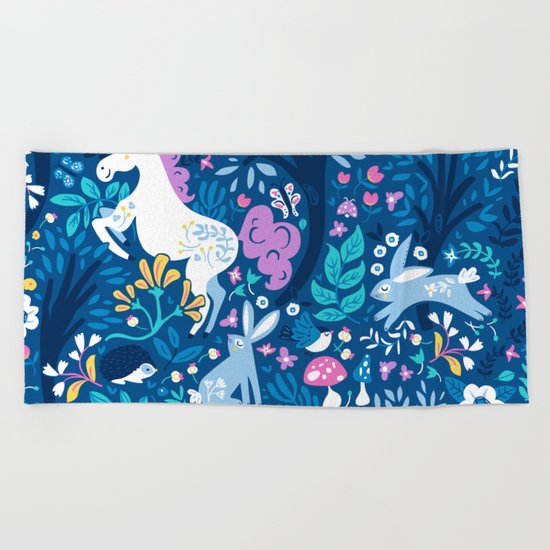 Woodland Folk Beach Towel
