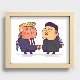 Trump Vs Kim Handshake Recessed Framed Print