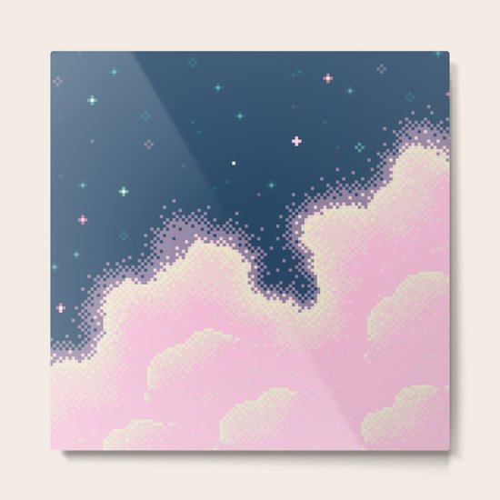 Pixel Cotton Candy Galaxy Metal Print