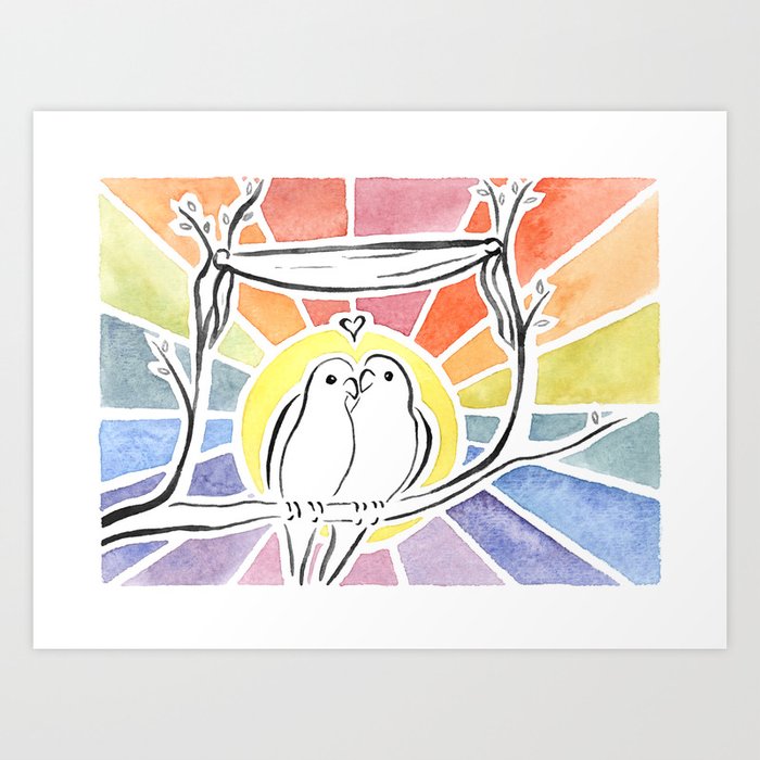 Wedding Love Birds At Sunset Art Print By Theplumgrove Society6