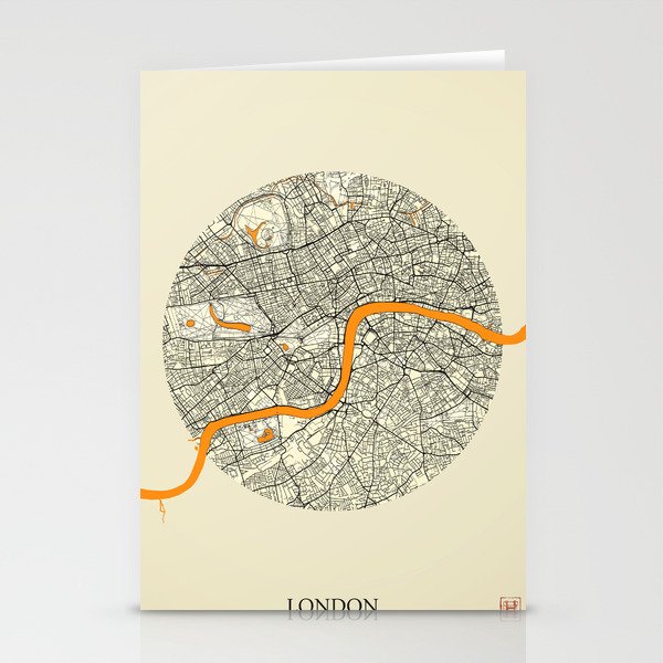 London Map Moon Stationery Cards