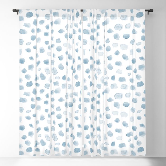 Baby blue watercolor spots - painted polka dots Blackout Curtain