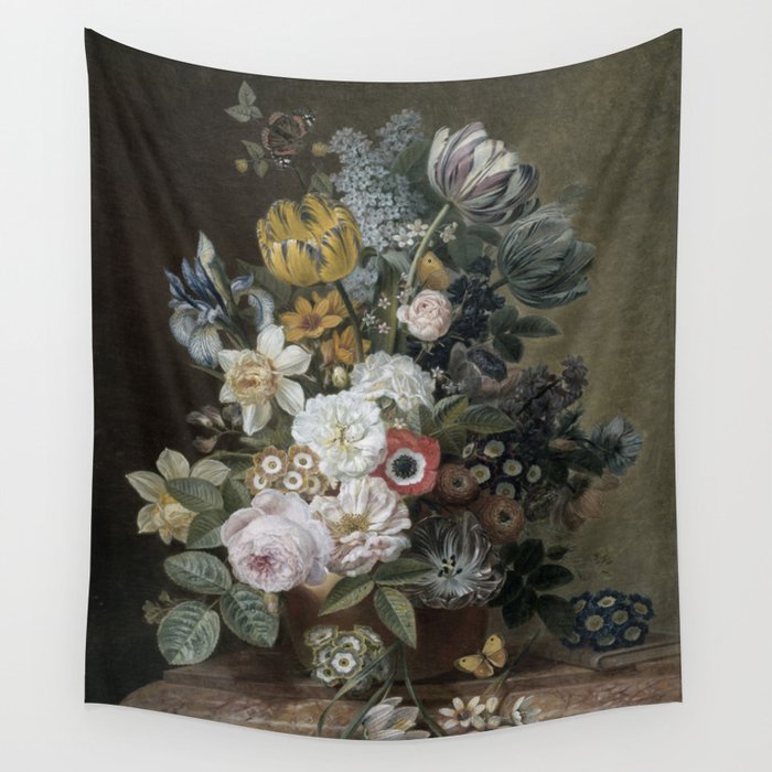 Still Life with Flowers, Eelke Jelles Eelkema (1815 - 1839) Wall Tapestry