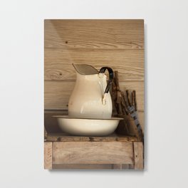 Pitcher and Bowl on a Table Metal Print