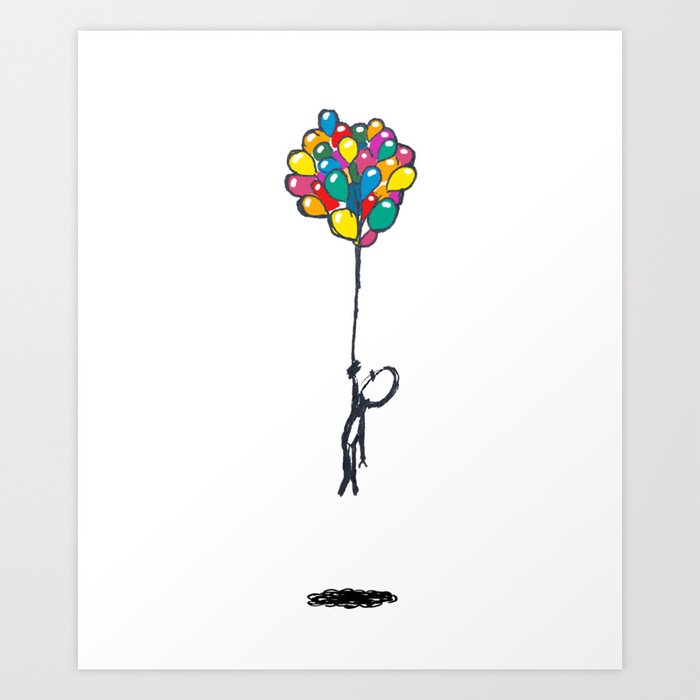 Up, up, and away! Don't let go! Art Print