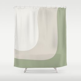 Triple Wave Modern Minimalist Abstract Pattern in Sage Green, Beige, and Cream Shower Curtain