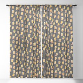 Cheerful head black background Sheer Curtain