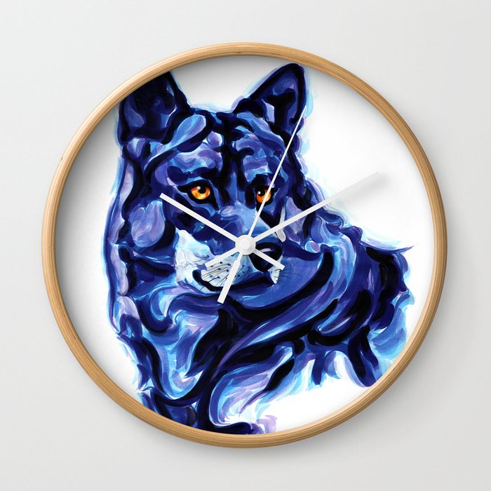 Blue Wolf Wall Clock