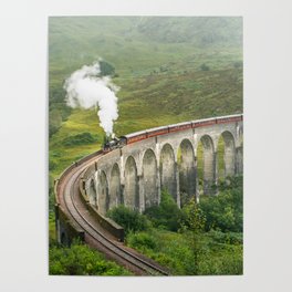 Hogwart Express steam engine in the scottish highlands Poster