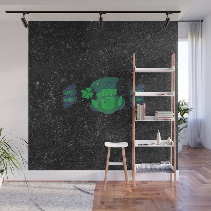 Retro Vintage Happy St Patricks Day Green Distressed Wall Mural