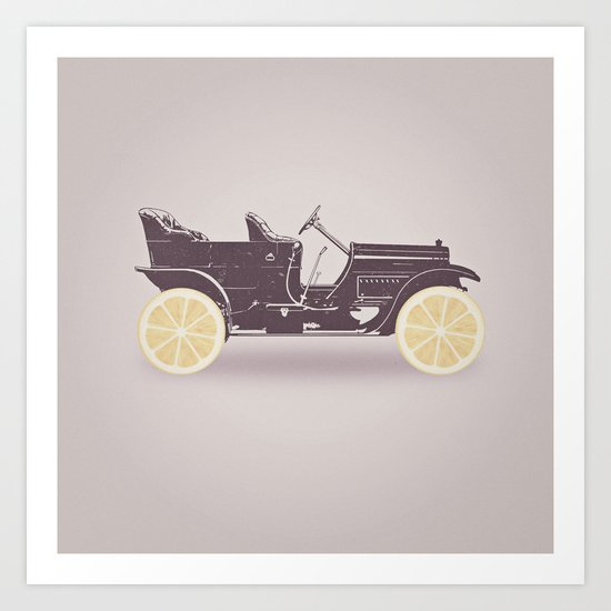 Fresh Drive - Oldtimer - Historic Car with lemon wheels Art Print