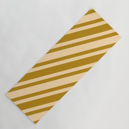 [ Thumbnail: Dark Goldenrod & Tan Colored Lines/Stripes Pattern Yoga Mat ]