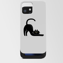 Creepy black cat stretching cartoon illustration iPhone Card Case