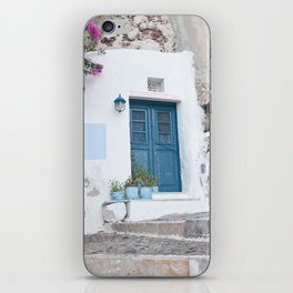 Santorini Oia Blue Door Dream #1 #minimal #wall #decor #art #society6 iPhone Skin