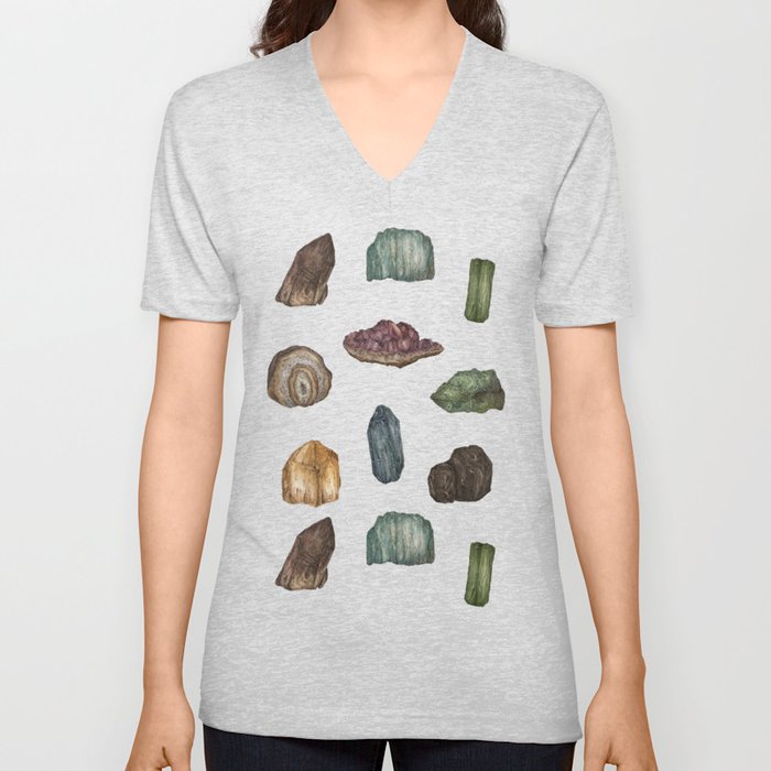 Gems and Minerals V Neck T Shirt