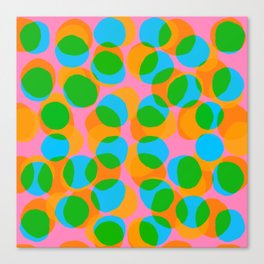 Mid-Century Modern Abstract Bubbles Pink Green Blue Canvas Print
