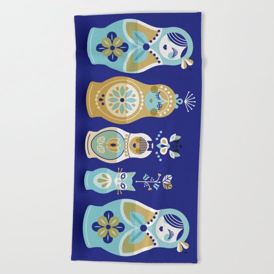 Russian Nesting Dolls – Navy Beach Towel