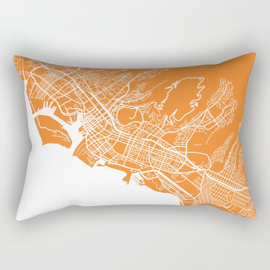 Honolulu map orange Rectangular Pillow