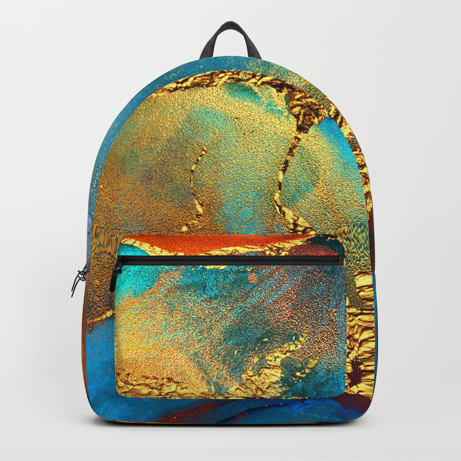 Abstract Glitter Gold And Blue Aqua Painting Backpack By Dec02