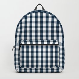 Silent Night Blue Christmas Large Gingham Check Backpack