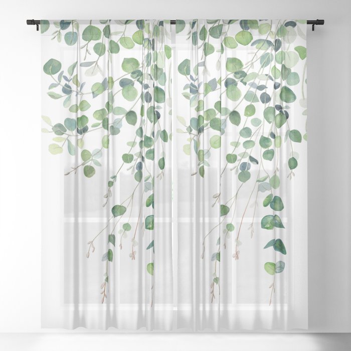 Eucalyptus Watercolor Sheer Curtain