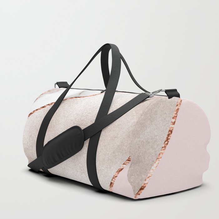 Spliced mixed rose gold marble Duffle Bag